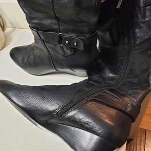 Black leather boots